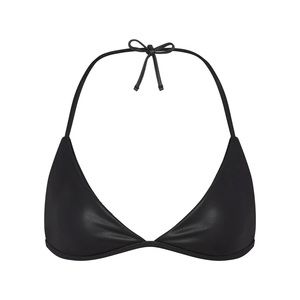 SKIMS Faux Leather Tie Bralette in Onyx